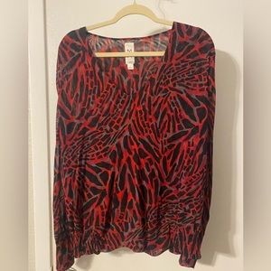 Marc Bouwer- animal print women’s long sleeve blouse size Large Ladies